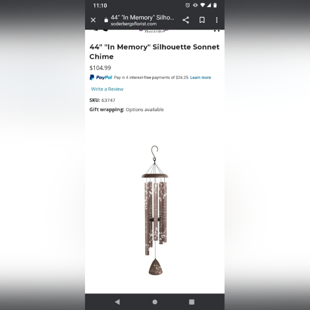 BNIB In Memory Windchimes